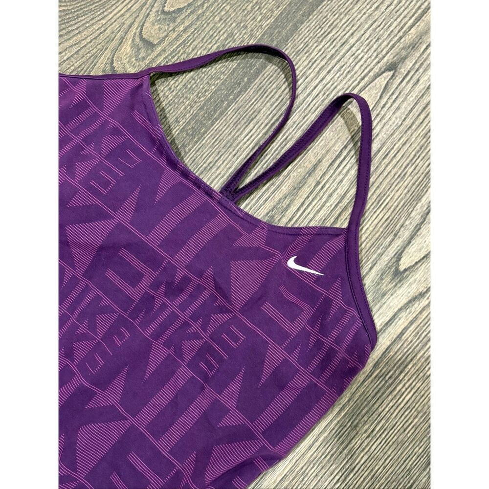 Nike Womens Dri-Fit Athletic Tank Top Logo Print Spaghetti Strap Purple Size S - Picture 2 of 4